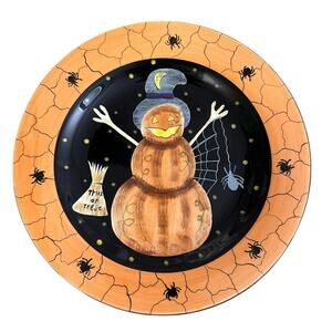 Pumpkin Snowman Spider Gates Ware 11” Plate Laurie Gates Halloween Ceramic